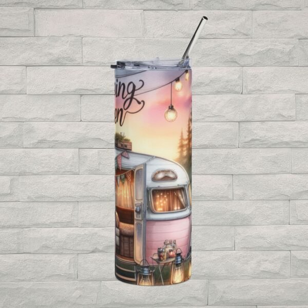 Camping Queen 20oz Stainless Steel Tumbler with Straw | Retro Camper Camping Travel Mug | Cute Outdoor RV Drink Cup - Image 4