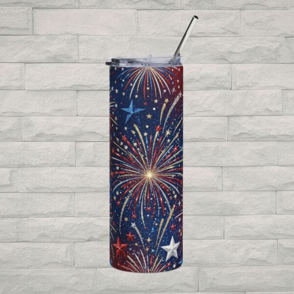 Boom & Sip Fireworks Tumbler 20oz | Patriotic Stainless Steel Cup with Straw 🇺🇸✨