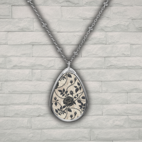 Black Rose & Thorn Pendant Necklace | Gothic Christian Jewelry | Faith-Inspired Devotional Necklace | Asylum of Ashes