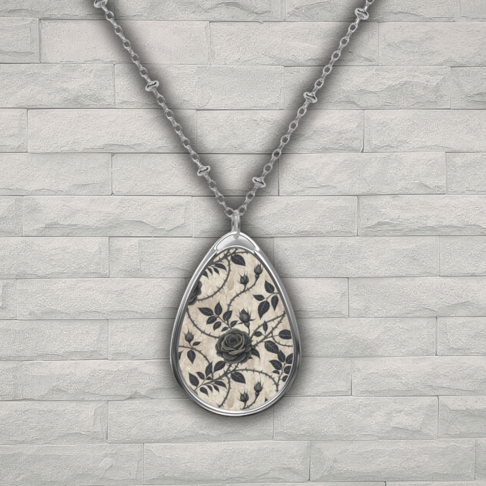 Black Rose & Thorn Pendant Necklace | Gothic Christian Jewelry | Faith-Inspired Devotional Necklace | Asylum of Ashes - Image 1