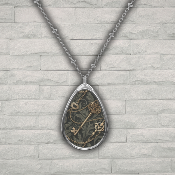 Faith Opens Doors Key Necklace | Christian Vintage Key Pendant | Inspirational Religious Jewelry Gift | Devotional Faith Necklace