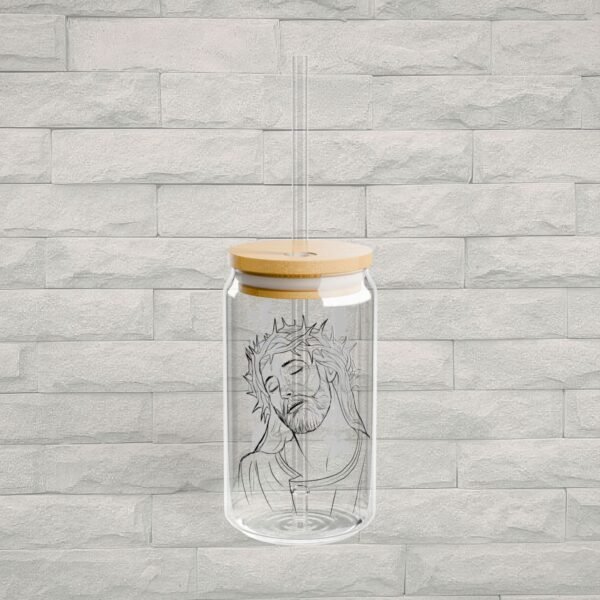 Jesus & Iced Coffee Glass Cup 16oz | Christian Sipper Tumbler with Straw ✝️☕