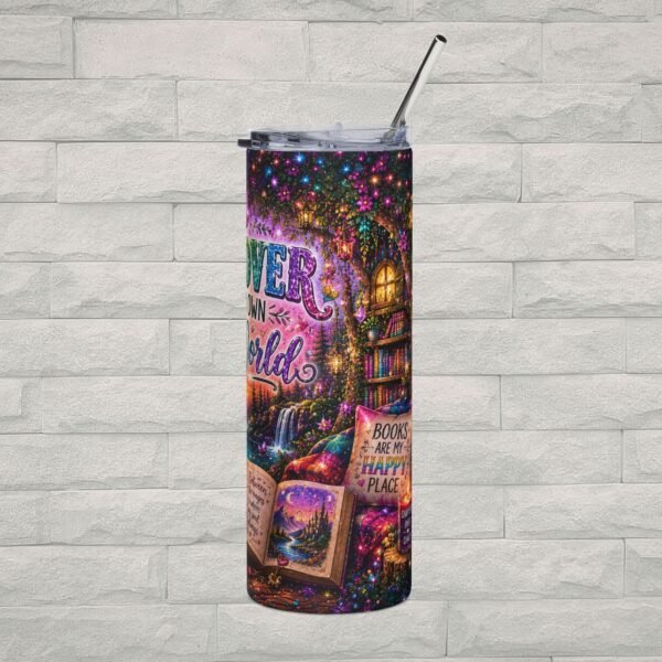 Book Lover 20oz Stainless Steel Tumbler with Straw | “Just a Book Lover Lost in My Own Little World” Reading Cup - Image 4