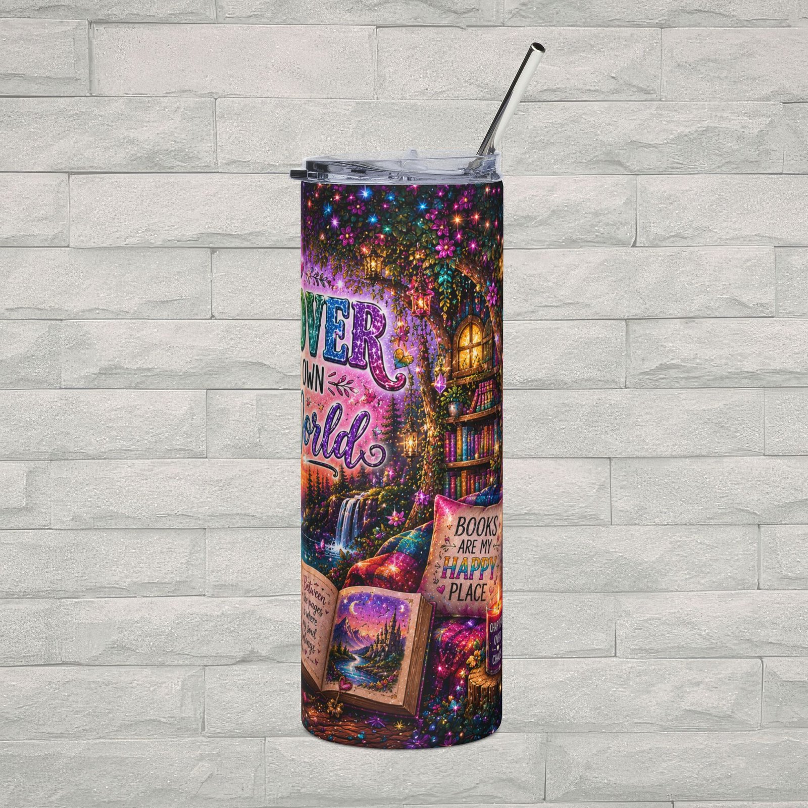 Book Lover 20oz Stainless Steel Tumbler with Straw | “Just a Book Lover Lost in My Own Little World” Reading Cup - Image 4