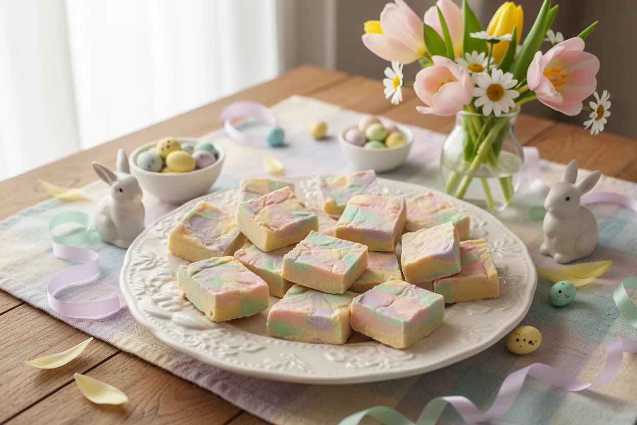 Easter Swirl Fudge That Looks Like the Easter Bunny Had One Very Enthusiastic Glitter Incident 🐰✨