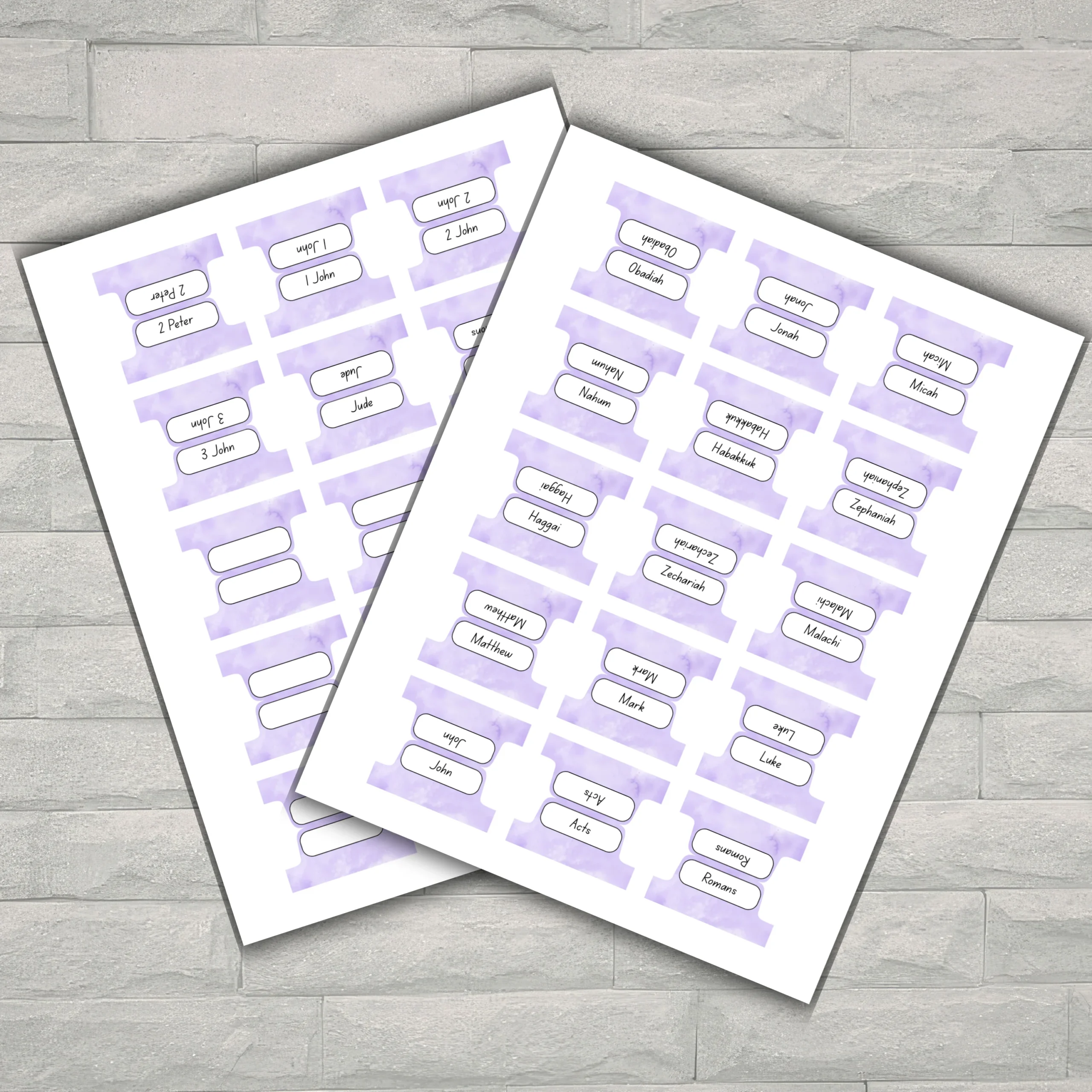 Cute Lavender Bible Tabs Printable | Light Purple 66 Books Bible Index Tabs Digital Download ✝️📖 - Image 1