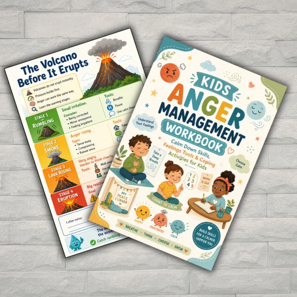 Kids Anger Management Workbook PDF | 31-Page Printable Emotional Regulation Activity Book for Children 🌈