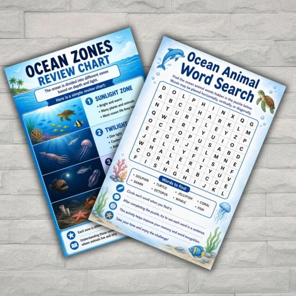 Ocean Animal Learning Book for Kids Printable PDF | 51-Page Under the Sea Preschool & Kindergarten Workbook | Fun Homeschool Ocean Activities | Instant Download 🐙🐳 - Image 2