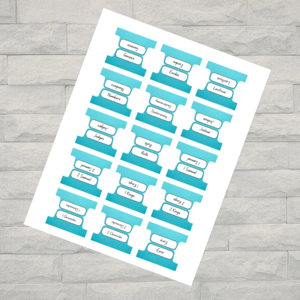 Blue Ombré Bible Tabs Printable | 66 Books Bible Tabs PDF | Minimalist Scripture Tabs Digital Download