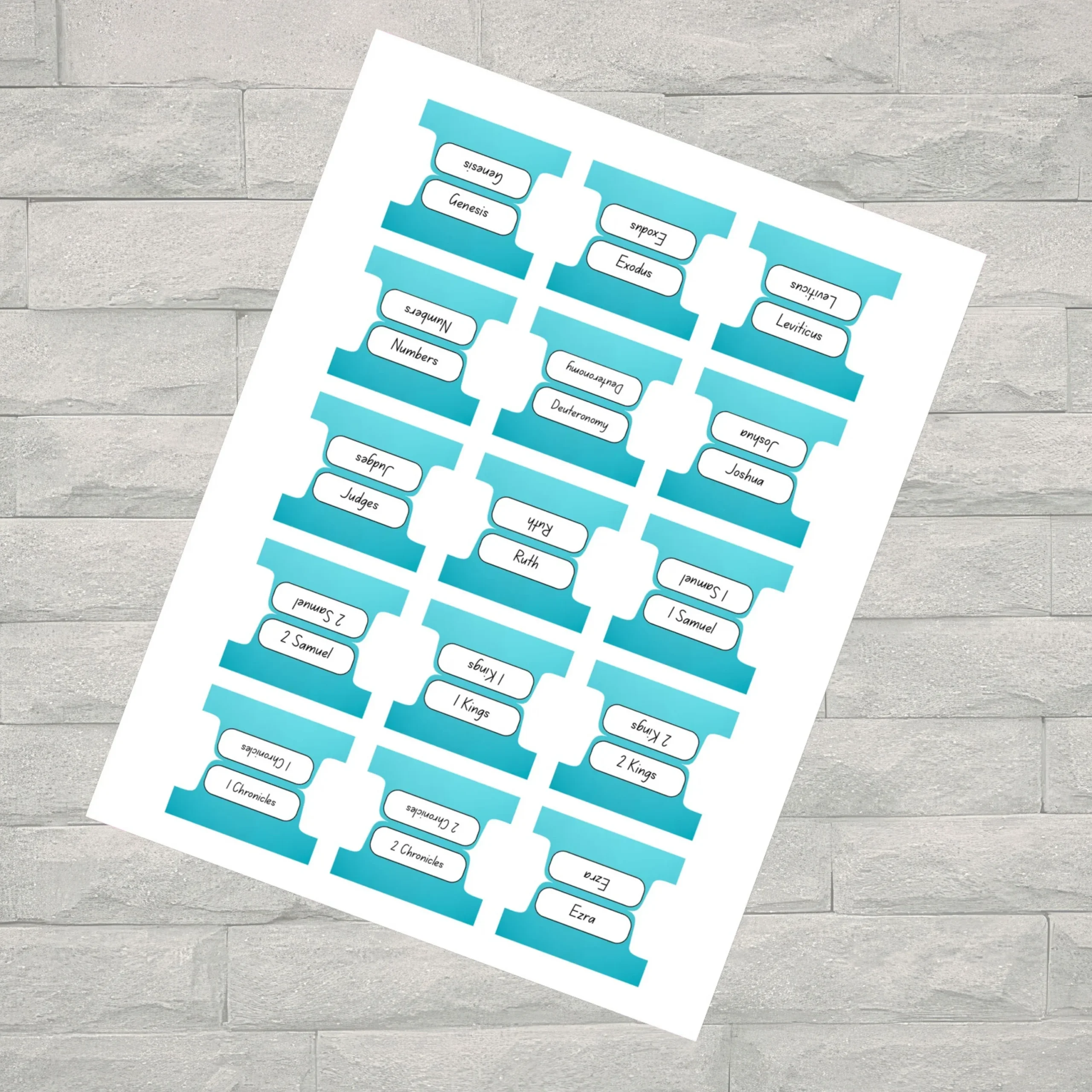 Blue Ombré Bible Tabs Printable | 66 Books Bible Tabs PDF | Minimalist Scripture Tabs Digital Download - Image 1
