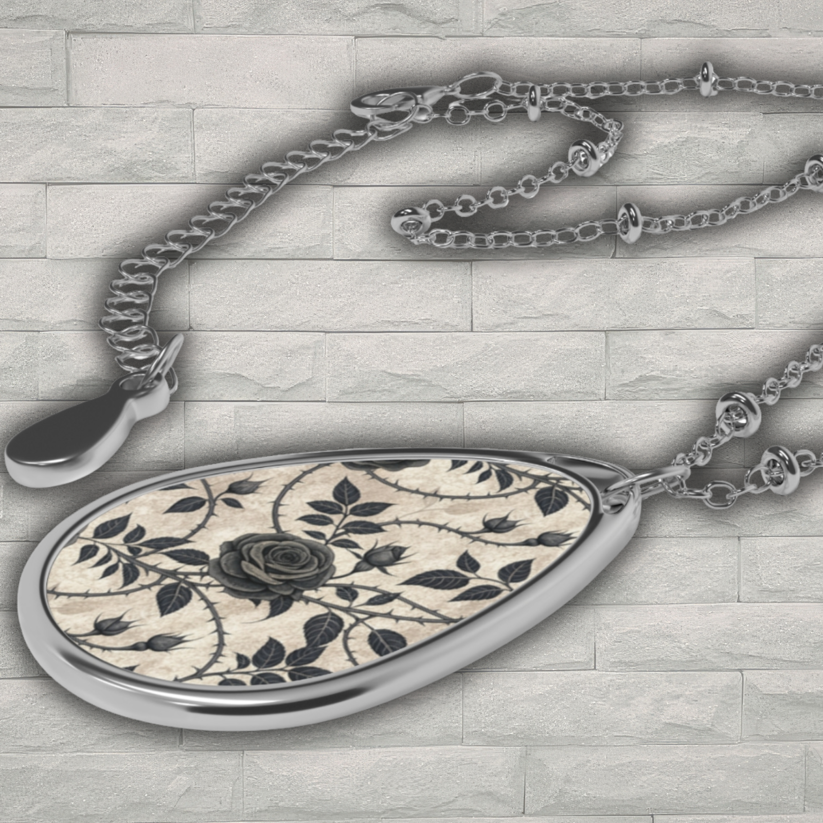 Black Rose & Thorn Pendant Necklace | Gothic Christian Jewelry | Faith-Inspired Devotional Necklace | Asylum of Ashes - Image 4
